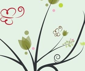Floral Butterfly Background vector set