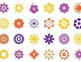 Floral Blossoms Icons art vector