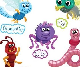 Cartoon Color Insects vector