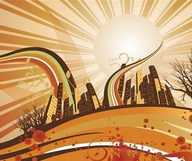 Autumn City Background vectors