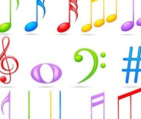 Color Music Symbols art set vector