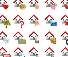 Color Real Estate Icons art vector