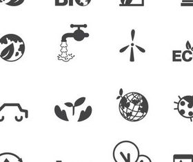 Silhouette Eco Icons vector graphics