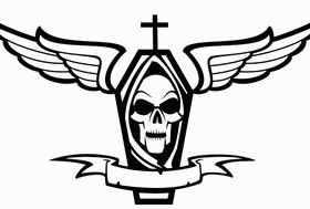 Skull Wings and Ribbon vector graphic