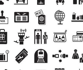 Airport Icons free set vector