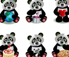 Cute Cartoon Pandas set vector