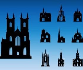 Church Silhouettes set vector