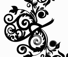 Hand Drawn Swirl Floral Image shiny vector