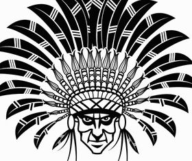 Indian Chief Wearing Headdress Art vector