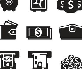 Silhouette Financial Icons Art set vector