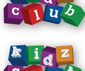 Kids Club Blocks Logo Free vector