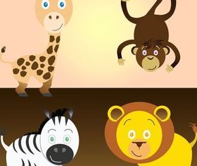 Free Cartoon Safari Animals Art vectors material