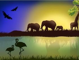 African Savannah Landscape vector