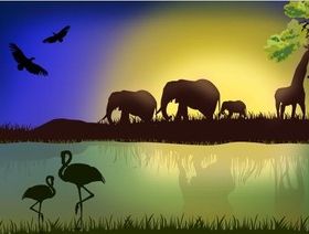 African Savannah Landscape vector