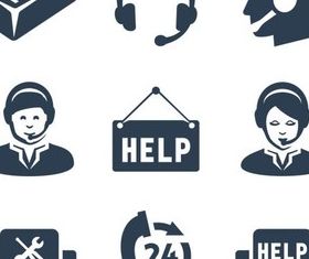 Silhouette Support Icons shiny vector