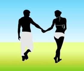 Couple Walking shiny vector