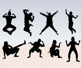 Dance Pose Silhouettes shiny vector
