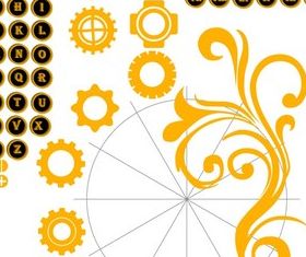 Alphabet Letters and Numbers with Gear Wheel Illustration vector