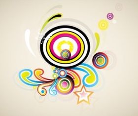 Colorful Retro Swirls background vectors graphics