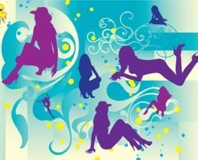 Beautiful Girls Silhouettes vector