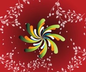 Red Floral Spiral Background vector