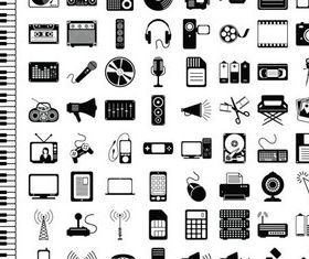 MultimediBlack Icons vector set