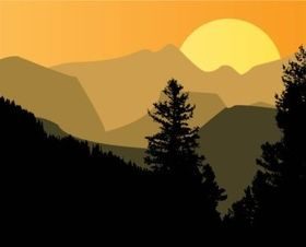 Mountain Sunset vector graphics
