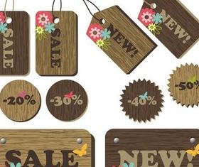 Wooden Sale Stickers free vector