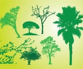 Tree Bush Silhouettes vector design