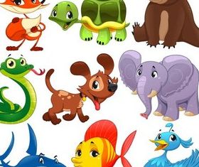 Cartoon Animals graphic set vector