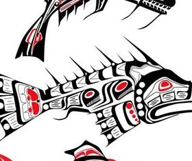 Tattoo with Fish vector