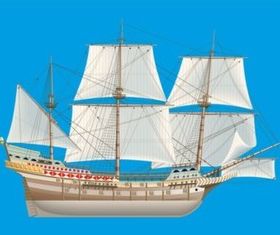 Galleon Illustration set vector