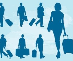 Traveling People Silhouettes vector
