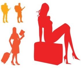 Traveling People Silhouettes Set vector