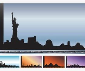 Cityscapes Cards set vector