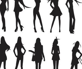 Women Silhouettes art vectors material