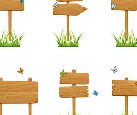 Wooden Signs Set vector graphics