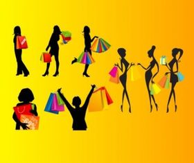 Shopping female silhouette vector