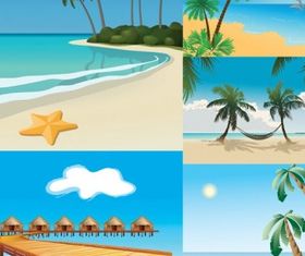 seaside scenery set vector