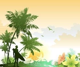 seaside scenery vector