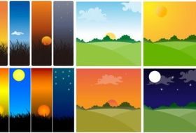 Sunset theme vectors graphic