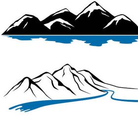 Stylish Mountains Logo 4 vectors material
