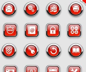Red computer icons collection Free vector