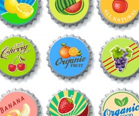 Bottle cap fruit Free vector set
