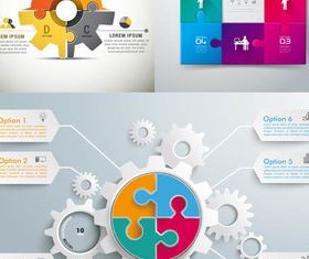 Puzzle Infographics Backgrounds 3 vector set