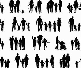 Happiness family vector silhouettes free download