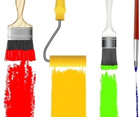 Paint brush and rulo set vector