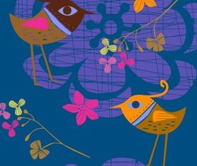 handpainted flowers birds 2 vector