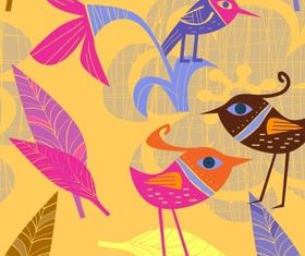handpainted flowers birds 3 vector