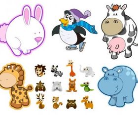 Cute cartoon animals Illustration vector